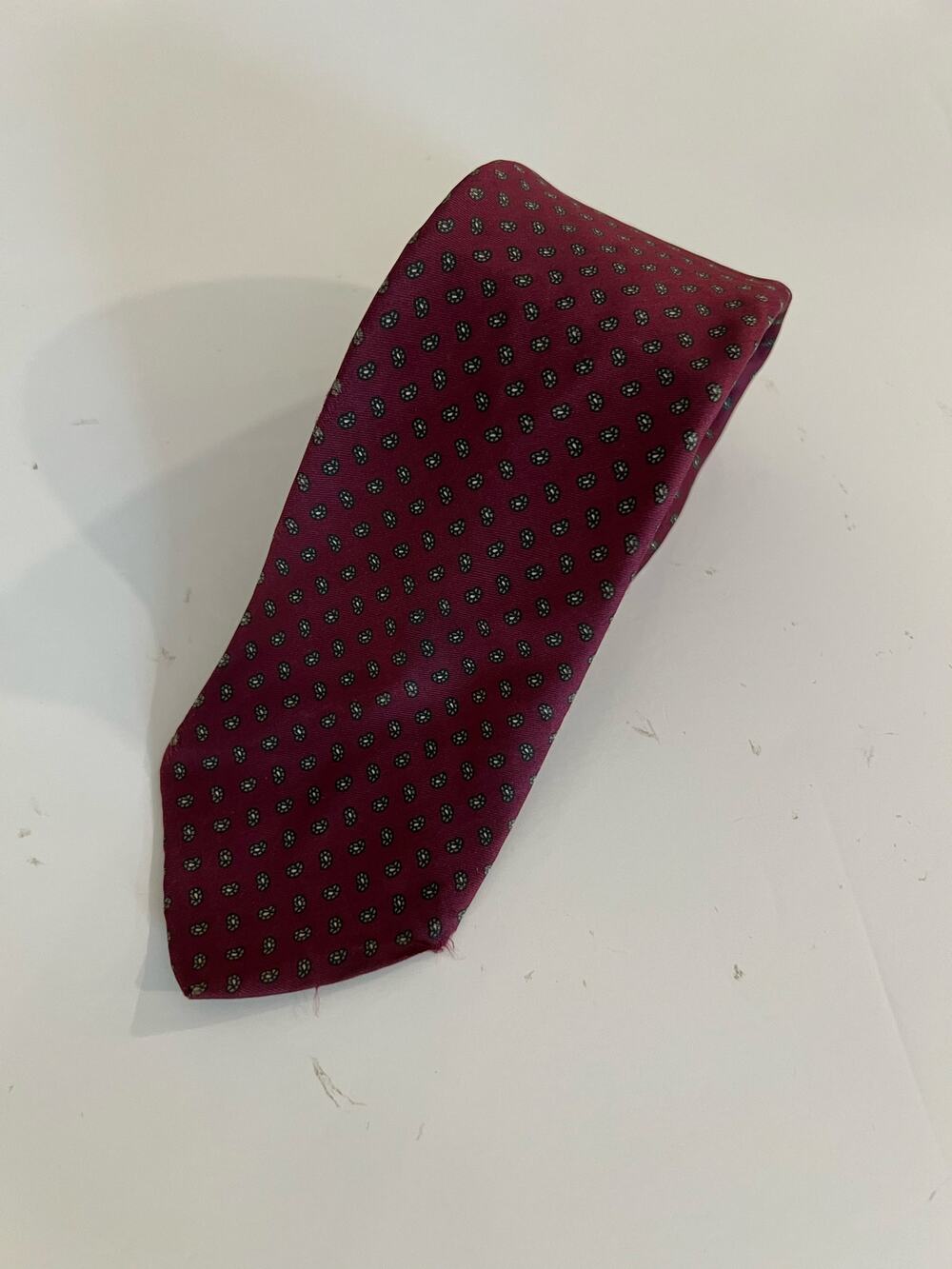 Vintage Lanvin Men's Silk Neck Tie Red Small Paisley Print JL